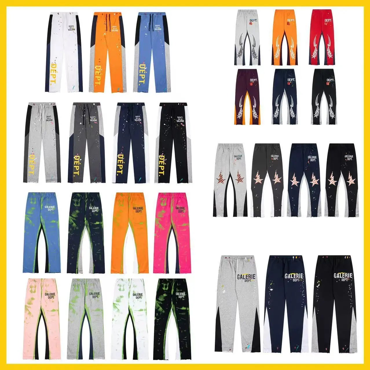 Casual loose trousers spliced ​​couple's leggings sweatpants trendy men and women same style  